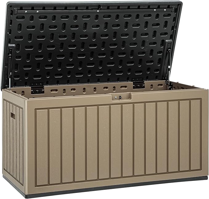 YITAHOME 90 Gallon Double-Wall Deck Box with Side Handles, Outdoor Large Storage for Patio Furniture Cushions, Garden Pool Accessories, Water Resistant & Lockable-Ruum Studio Home