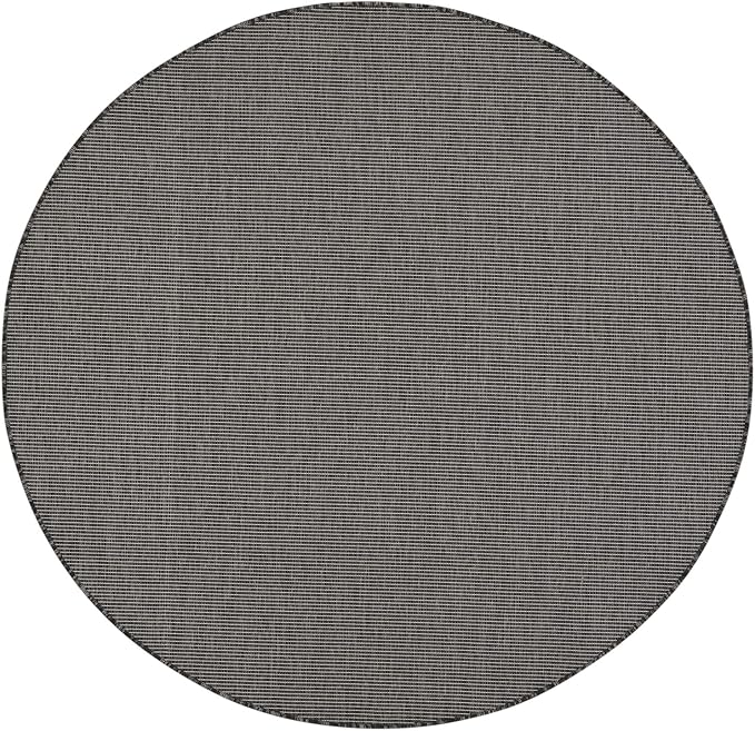 Nourison Positano Indoor/Outdoor Charcoal 6' x Round Area Rug, Easy Cleaning, Non Shedding, Bed Room, Living Room, Dining Room, Backyard, Deck, Patio (6 Round)-Ruum Studio Home