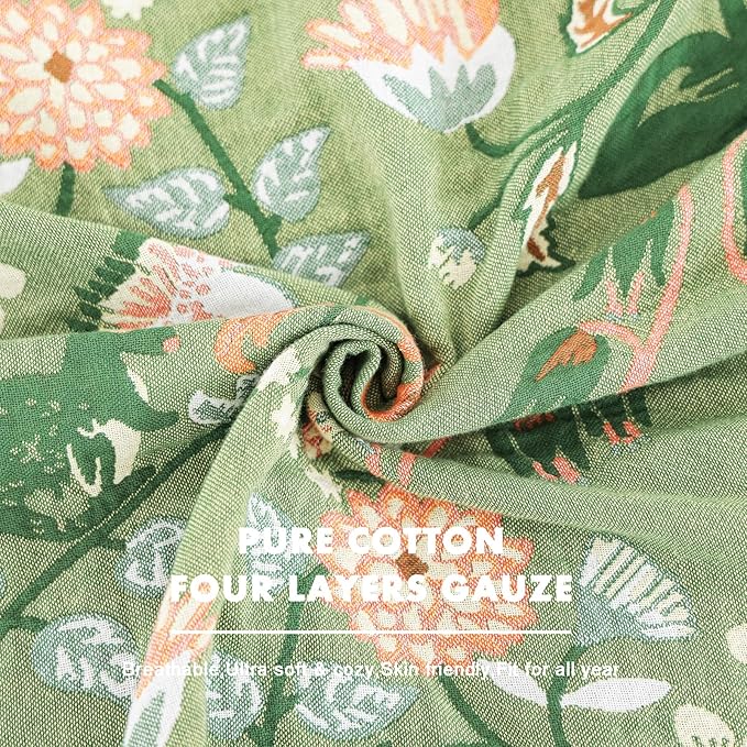 MSGKV Cotton Bed Blanket for Couch and Sofa Blankets for Living Room Bedroom Reversable Florals and Animals Throw 90"x98" Breathable Cozy Boho Blankets-Ruum Studio Home