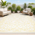 JONATHAN Y Vintage Filigree Indoor Outdoor Area Rug 4X6 Cream/Yellow, Charleston Textured Weave for Backyard, Patio, Porch, Easy-Cleaning, High Traffic, Pet-Friendly, Non-Shedding (SMB106M-4)-Ruum Studio Home