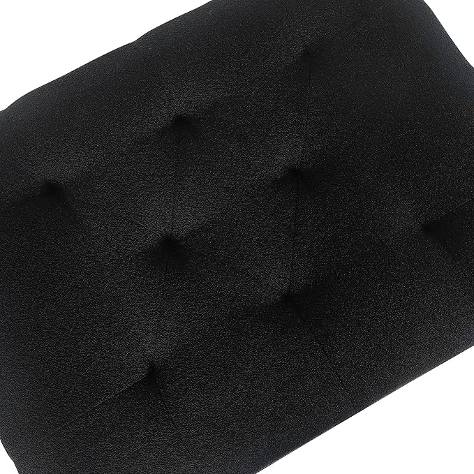 Joveco Storage Ottoman Bench, Rectangle 24″ Linen Foot Rest Stool Square Footstool for Living Room, Bedroom, Black-Ruum Studio Home