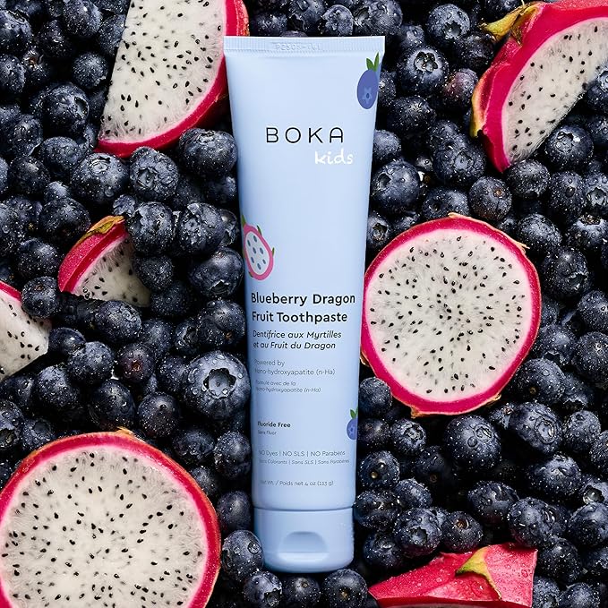 Boka Fluoride Free Toothpaste Nano Hydroxyapatite Toothpaste - Blueberry Dragon Fruit Flavor, 4 oz 1Pk US Manufactured-Ruum Studio Home