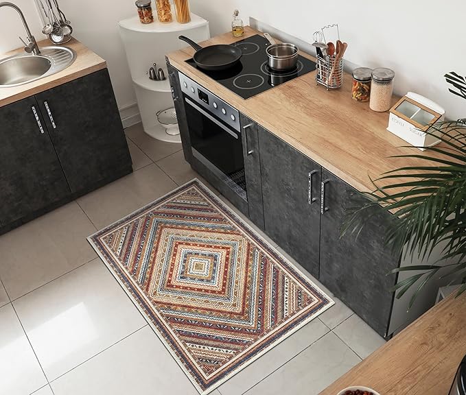 Keen Home Design 2x3 Rug - Machine Washable Entry Rug with Non-Slip Backing, Ideal for Enteryway, Kitchen, Bathroom, Laundry Room - Vintage, Easy Clean, Durable, Low Pile Rug - (2' x 3')-Ruum Studio Home