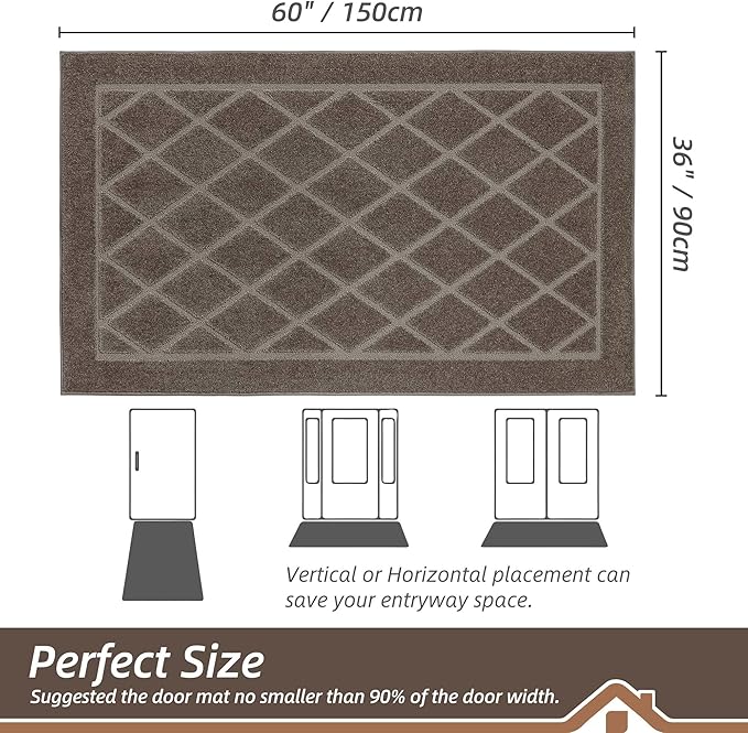 BEQHAUSE Dirt Trapper Door Mat 36" x 60", Doormat Non-Slip Entryway Rugs Washable, Dog Door Mat Stain Resistant and Absorbent Welcome Floor Mat for Front Back Door, Muddy Wet Shoes & Paws, Light Brown-Ruum Studio Home