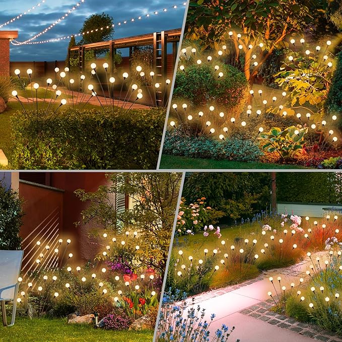 Solar Lights Outdoor Waterproof 4 Pack of 32 LEDs Garden Patio Firefly Decoration Unique Gifts Women Grandparents-Ruum Studio Home