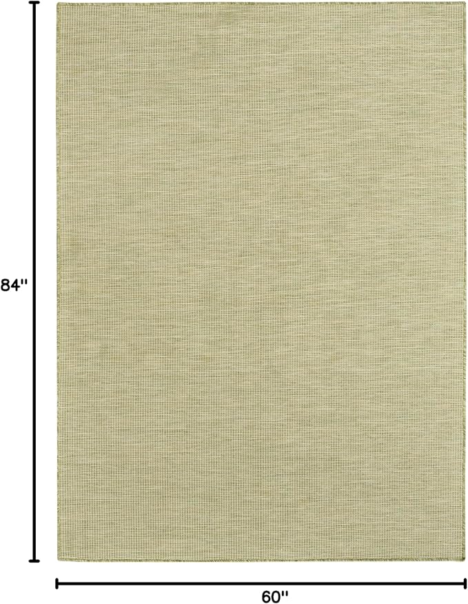 Nourison Home Positano Indoor/Outdoor Green 5' x 7' Area Rug, Easy Cleaning, Non Shedding, Bed Room, Living Room, Dining Room, Backyard, Deck, Patio (5x7)-Ruum Studio Home