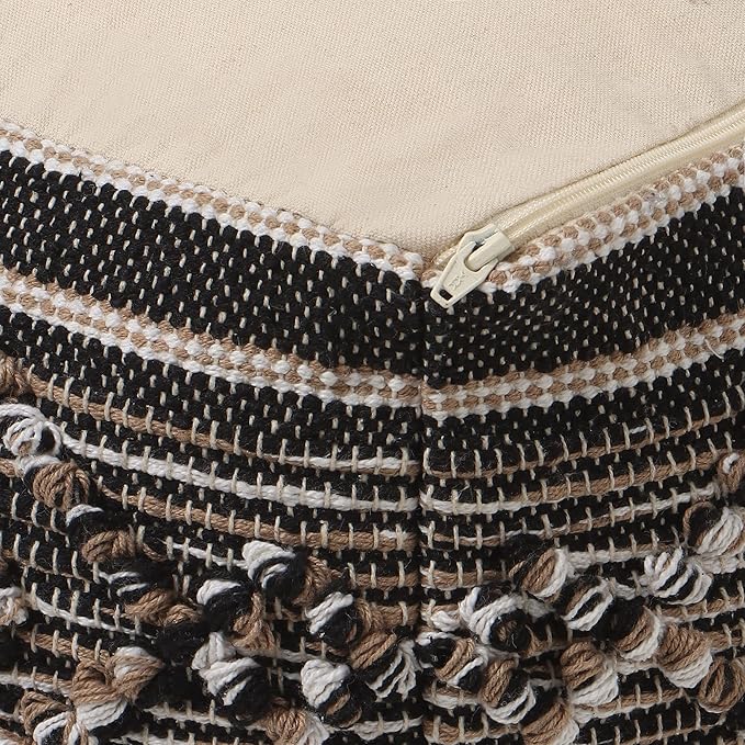 REDEARTH · Tufted Pouf Ottoman with Filler Textured Storage Cube Bean Bag Pouffe Footrest for Indoor; 100% Cotton (17.5"X17.5"X17.5", Black Jasper)-Ruum Studio Home