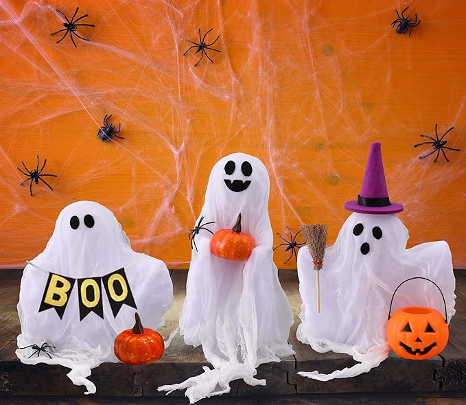 Halloween Decorations - Set of 3 Cute Spooky Ghosts Crafts - Ghost Decorations Indoor Halloween Decor for Party Table Home Room Kitchen Office-Ruum Studio Home