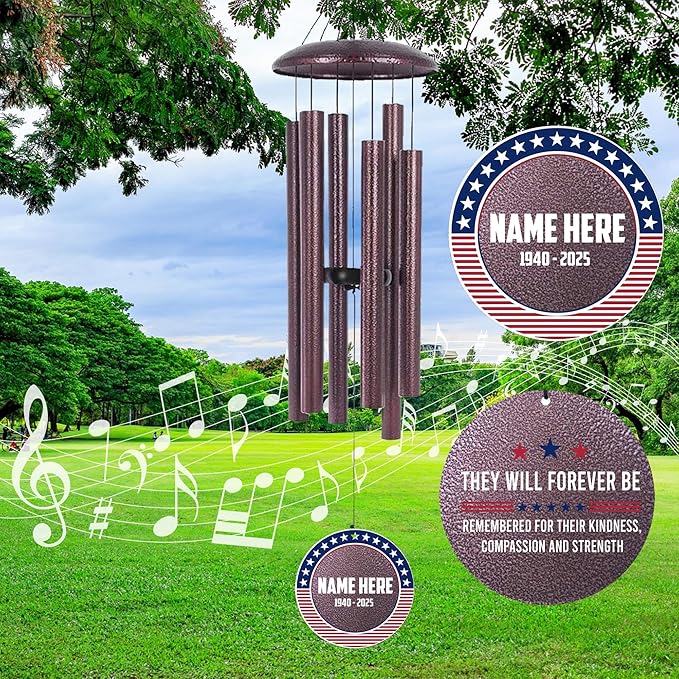 ASTARIN Personalized Wind Chimes for Memorial US Veteran, Deep Tone Wind Chimes for Loss of Loved One Brothers Sisters, Thank You Veteran Solider-Ruum Studio Home
