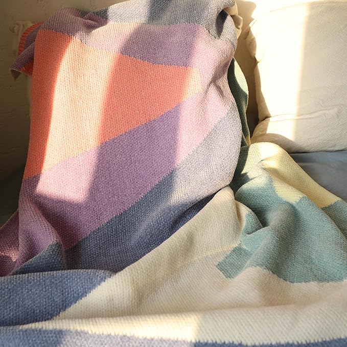 Soft Chenille Yarn Throw 36"x48", Handmade Knit Throw Blanket, for use in All Seasons, Soft Cozy Warm Knitted Blanket for Bed Sofa, Couch Chair, Living Room(1.37Ib)-Ruum Studio Home