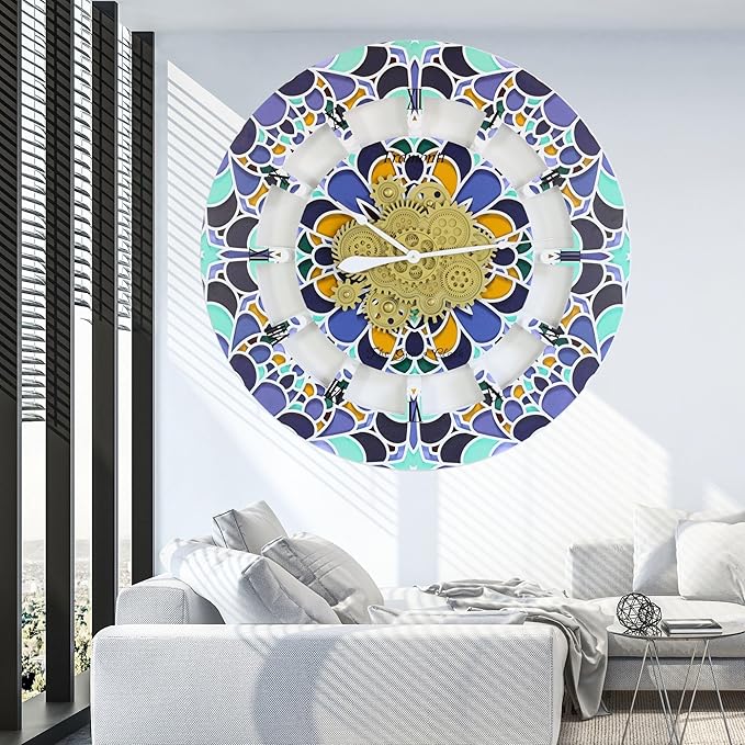 The Gears Clock Wall Clock Italy Collection with Moving Gears (Tramonti, 36 inch Round)-Ruum Studio Home