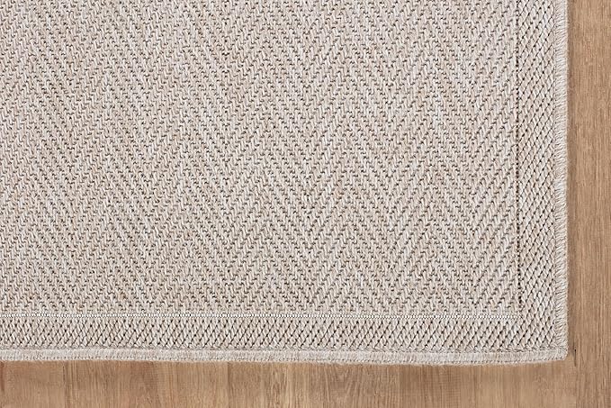 CAMILSON Easy Jute Rug 2x3, Indoor Outdoor Off-White Color Fiber Area Rugs for Bathroom and Kitchen Rug, Herringbone Seagrass Boho Woven Design, Easy-Cleaning, Washable Outside Carpet Alfombras 2 x 3-Ruum Studio Home