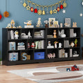 Book Shelf Set of 2, 8 Cubes Storage Organizer, 3-Tier Open Shelf Wooden Bookcase, Freestanding Balck Bookshelf Cube Shelf for Bedroom, Living Room, Home Office-Ruum Studio Home