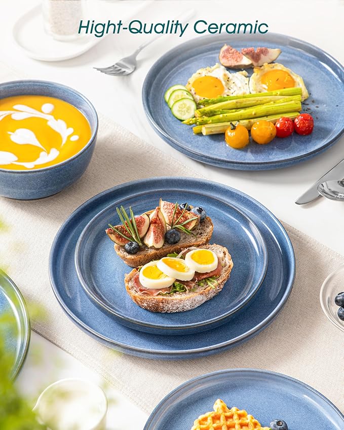 vancasso ANYA 24 Pieces Plates and Bowls Set, Blue Dinnerware Sets, Reactive Glaze Dishes Set for 8, Ceramic Dishware Sets Kitchen Dinner Set, Microwave & Dishwasher Safe-Ruum Studio Home