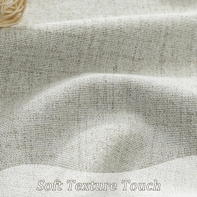 92 Inch Long Curtains 2 Panels,Back Tab Hook Belt with Hooks,Modern Neutral French Style Pleat Look Soundprof Linen Drop Cloth Traverse Blackout Curtains for Living Room 50W x 92L Natural Cream-Ruum Studio Home