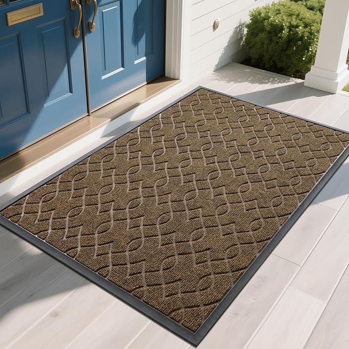Yimobra Front Door Mat Outdoor Indoor 60x36, All-Season, All-Weather, Heavy Duty Welcome Door Mats Outside Entrance, Non Slip Porch Patio Entrance Mat, Brown-Ruum Studio Home