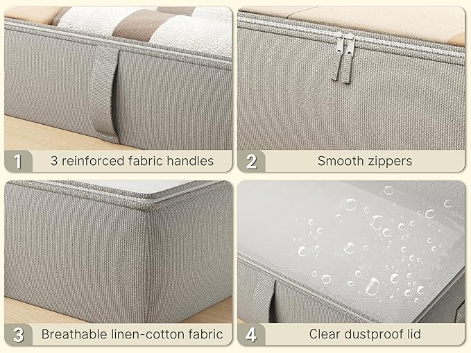 2-Pack Under Bed Storage Containers, 6 Inches Tall Underbed Clothes Storage Organizer Bin with Sturdy Sidewalls/Bottom, Underbed Storage Bins 2 Storage Thin Bins-Ruum Studio Home