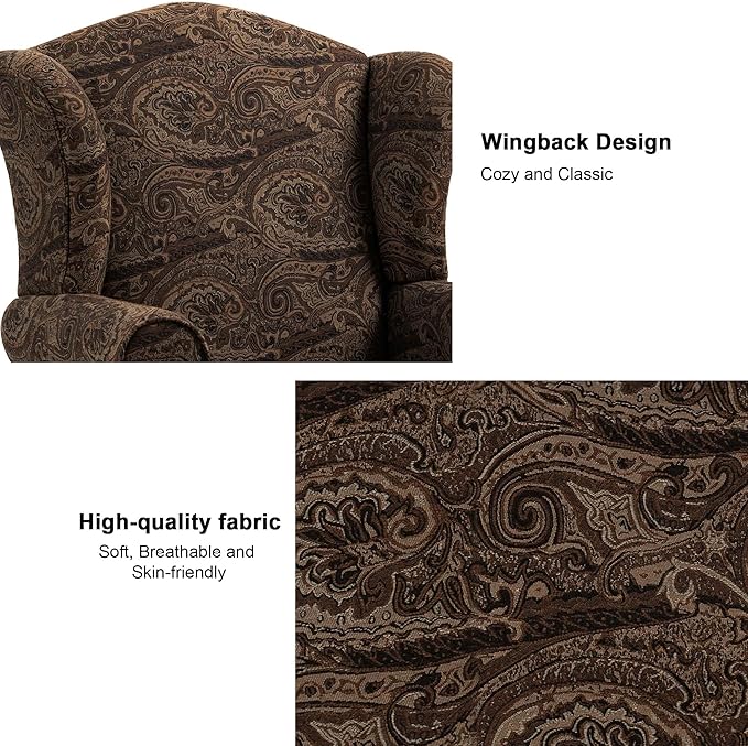 Accent Chair, High Back Upholstered Armchair with High Resilience Sponge & Wood Legs, Mid-Century Modern Comfy Single Sofa Reading Chairs for Living Room, Bedroom (Cranberry, Set of 1)-Ruum Studio Home