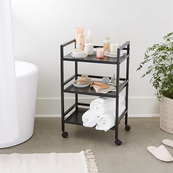 Amazon Basics 3-Tier Metal Rolling Cart, Black-Ruum Studio Home