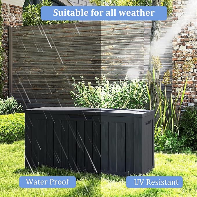 80 Gallon Outdoor Storage Box with Wheels, Waterproof Lockable Resin Deck Box Patio Storage Bin for Pool Accessories Cushion Furniture, Garden Tools, UV-Resistant Outside Delivery Black-Ruum Studio Home