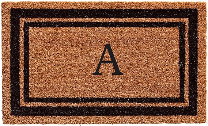 Calloway Mills 152963672A Black Border 36" x 72" Monogram Doormat Letter (A)-Ruum Studio Home