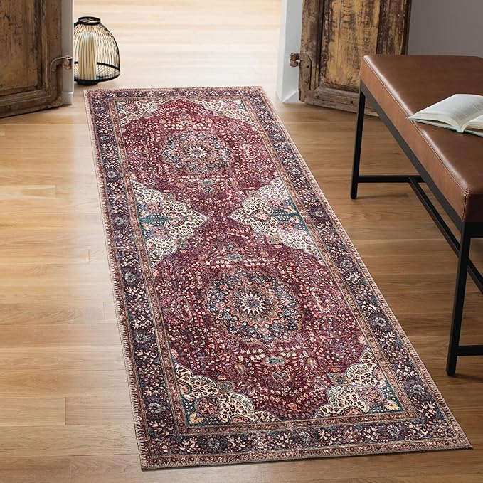 Keen Home Design 2x10 Rug - Machine Washable Runner Rug with Non-Slip Backing, Ideal for Hallway, Entryway, Kitchen, Laundry Room - Vintage, Easy Clean, Durable, Low Pile - (2'6" x 10')-Ruum Studio Home