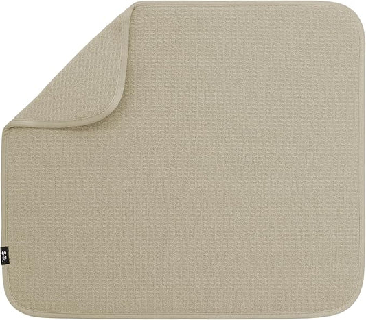 S&T INC. Dish Drying Mat, 16” x 18”, Absorbent Microfiber Kitchen Counter Mat, Dish Drying Pad for Dishes, Utensils, Pots and Pans, Large, Pure Cashmere-Ruum Studio Home