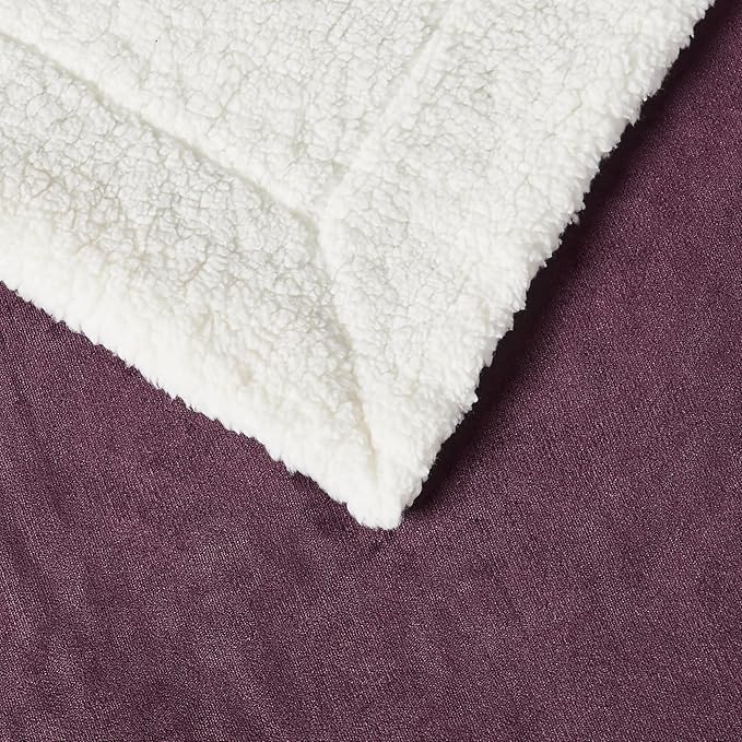 Amazon Basics Reversible Sherpa Throw Blanket, Plum, 50"x60"-Ruum Studio Home