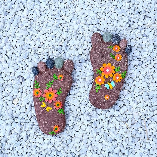 Stepping Stones Outdoor - Garden Decorative Stones for Patio, Deck, Garden or Sidewalk Home Decor Footprint Shaped Stepping Stones Set of 2 （Dark Brown）-Ruum Studio Home