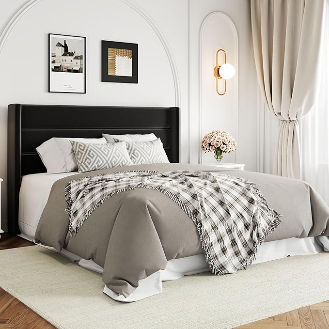 Allewie Queen Size Velvet Lift Up Storage Bed, Modern Wingback Headboard, Hydraulic Support, No Box Spring Needed, Black-Ruum Studio Home
