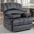 Luxlen Large Manual Recliner Chair,Soft Fabric Push Back Recliner with Overstuffed Armrest and Backrest, Living Room Single Sofa Recliners,Grey-Ruum Studio Home