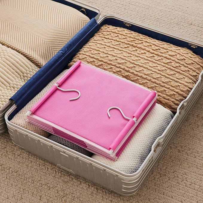MAX Houser 6-Shelf Hanging Closet Organizer, Hanging Storage Shelves with 2 Sturdy Hooks Space-Saving for Bedroom, Foldable (Pink)-Ruum Studio Home
