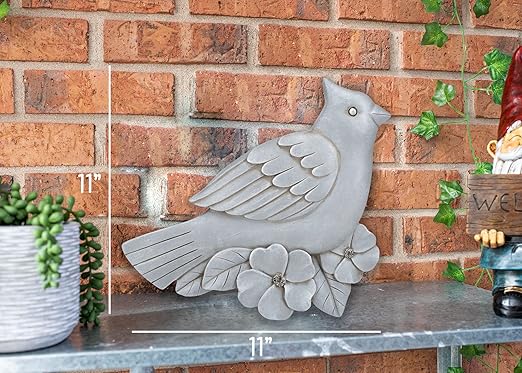 NAT & Jules Animal Character Shaped Dimensional Indoor Outdoor 11 inch Cast Resin Decorative Garden Stepping Stone, Patio, Walkway Sculpture Yard Art, Stone Grey Cardinal-Ruum Studio Home