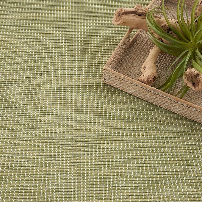 Nourison Home Positano Indoor/Outdoor Green 9' x 12' Area Rug, Easy Cleaning, Non Shedding, Bed Room, Living Room, Dining Room, Backyard, Deck, Patio (9x12)-Ruum Studio Home