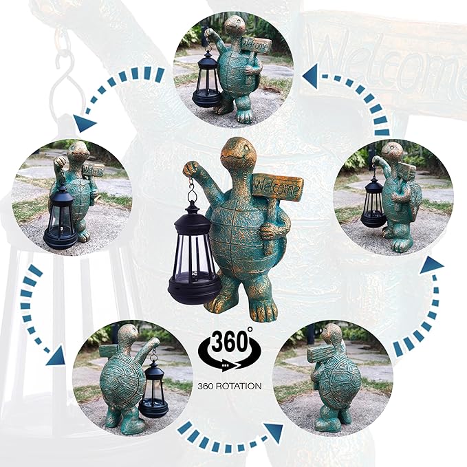 Turtle Garden Statue Outdoor Décor with Solar Lights Lantern,Turtle Solar Light Figurines Outside Decorations for Yard，Lawn,Patio, Balcony, Unique Housewarming Gifts-Ruum Studio Home