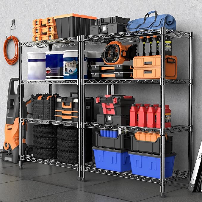 1000 lbs Storage Shelving Steel Heavy Duty 4-Tier Utility Shelving Unit Steel Organizer Wire Rack for Home,Kitchen,Office,Black (13.7" D x 23.6" W x 53.4" H)-Ruum Studio Home