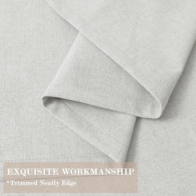 100" W x 96" L Faux Linen Room Divider Curtains, Full Blackout Pinch Pleated Drapes for Traverse Rod, Bedroom Divider Privacy Drapery with Hooks for Ceiling Track, 1 Panel, Greyish White-Ruum Studio Home