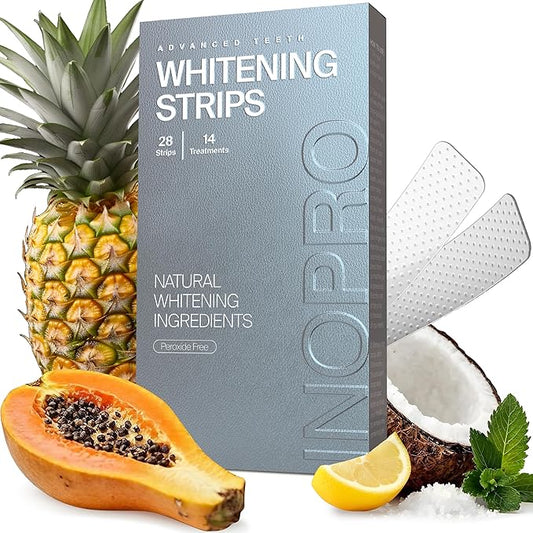 Natural Teeth Whitening Strips Kit 14 Treatments - Sensitive Teeth Whitener, Peroxide Free, Enamel Safe White Strips - Instant Teeth Whitening Without The Harm (28 Strips)-Ruum Studio Home