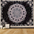 Fowocu Boho Floral Mandala Tapestry Wall Hanging Grey Bohemian Flower Medallion Tapestry Aesthetic Gray Black Hippie Indian Small Tapestries for Bedroom Living Room Dorm Decor 48 x 36 Inch-Ruum Studio Home
