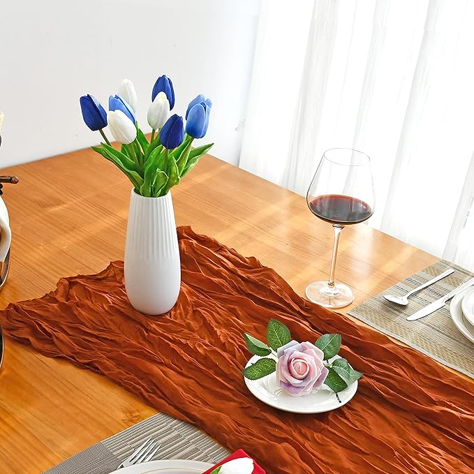 Mandy's Artificial Tulips 20 Stems Shades of Blue PU Faux Flowers for Wedding Home Decor 13.5 Inch-Ruum Studio Home