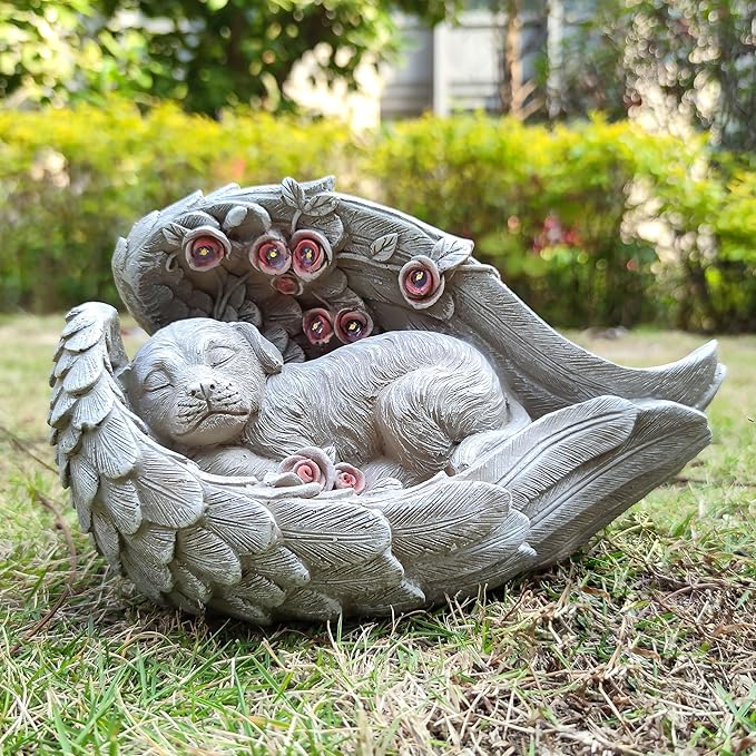 Solar Dog Garden Statues Outdoor Décor- Dog Figurines Solar LED Light Lawn Ornaments - Yard Decorations for Patio, Balcony, Backyard -Unique Birthday House Warming Gifts for Mom-Ruum Studio Home