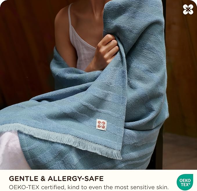 Bedsure 100% Cotton Throw Blanket for Couch - Chenille Woven Textured Blanket Gifts for Women, Cozy and Soft for All Seasons, Home Decor Boho Throw for Bed, Sofa, Tapestry, 50x60 Inches-Ruum Studio Home