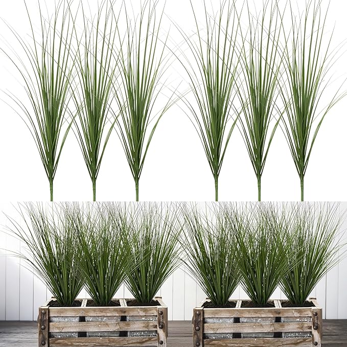6PCS Fake Plants Artificial Wheat Grass Greenery Plastic Plants Fake Grass Artificial Plants for Outdoor Decor Artificial Grass Plant with Greenery Stems for Indoor Home Decoration 26.4"-Ruum Studio Home