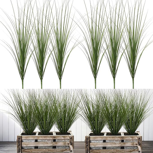 6PCS Fake Plants Artificial Wheat Grass Greenery Plastic Plants Fake Grass Artificial Plants for Outdoor Decor Artificial Grass Plant with Greenery Stems for Indoor Home Decoration 26.4"-Ruum Studio Home