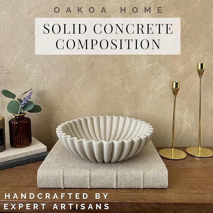 OAKOA Concrete Decorative Bowl - Organic Modern Home Decor Bowl - Decorative Objects - Cement Fruit Bowl - Modern Organic Home Decor-Ruum Studio Home