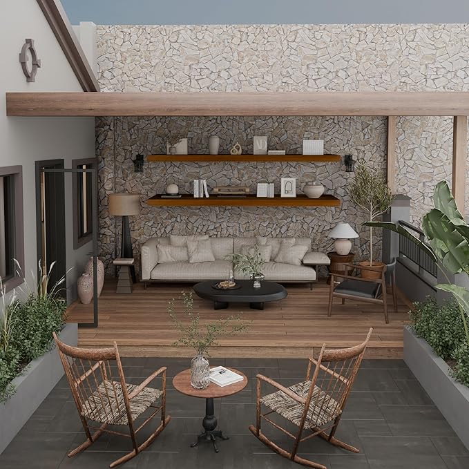 IAE Walnut Floating Wall Shelves 72 inch, Bathroom Shelves Wall Mounted,Invisible Shelves Floating Kitchen Shelves,Wooden Wall Shelves with Brackets for Living Room Wall Mounted,Easy Install,Set of 2-Ruum Studio Home