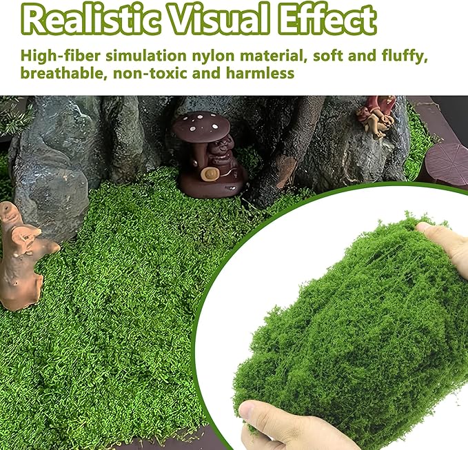 Potanro Faux Green Moss 5.3oz Artificial Fake Plant Moss for Potted Plants Indoor, Crafts, Planters, Bonsai Artifcial, DlY Floral Decorative Moss, Fairy Garden Wedding Table Centerpieces Decor-Ruum Studio Home