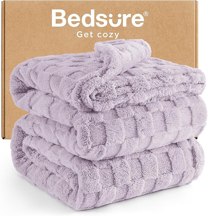 Bedsure GentleSoft California King Blanket for Bed - Super Soft Cozy Blankets for Women Men Girls, Large Fuzzy Fleece Throw for Bedroom Decor, Lavender Fog, 102x96 Inches-Ruum Studio Home