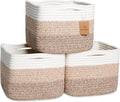 NaturalCozy Storage Cubes 9”x9”x7”Cotton Rope Woven Baskets for Organizing 3-Pack | 9 Inch Cube Storage Bin | Small Basket for Shelf Nursery, Pantry, Decorative Plant, Bathroom Closet, Toy Gift-Ruum Studio Home