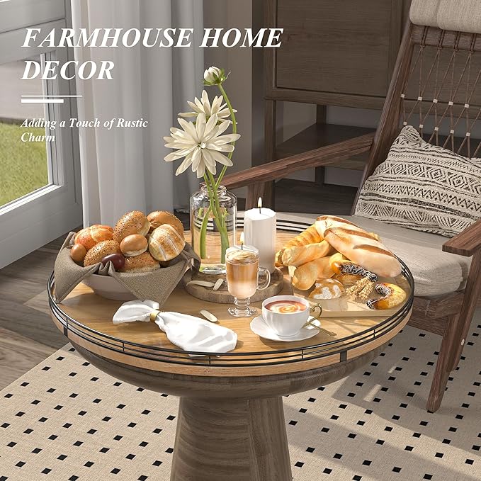 21" Lazy Susan Oak Wood Turntable Organizer for Cabinet, Farmhouse Round Wooden Large Lazy Susan Organization and Storage for Dining Table, Pantry, Kitchen, Countertop, Cupboard, Home Decor-Ruum Studio Home